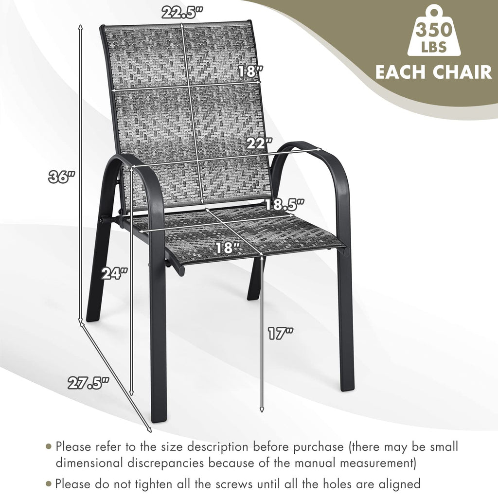 Stackable PE Wicker Patio Arm Chairs Set of 6 R92291