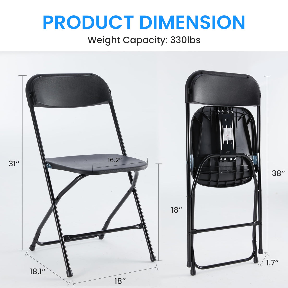 10 Pcs Black Plastic Folding Chair with Metal Frame F666721