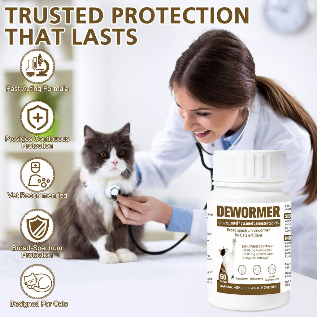 Broad-Spectrum Dewormer for Cats & Kittens, 50 Tablets X510