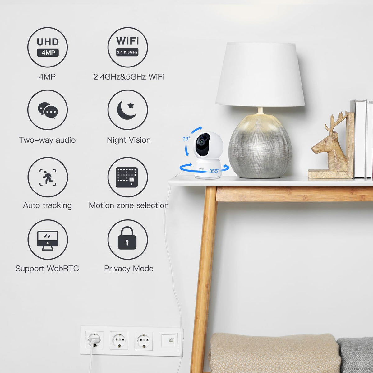 4MP 5G WiFi 6 Indoor Security Cameras N38627