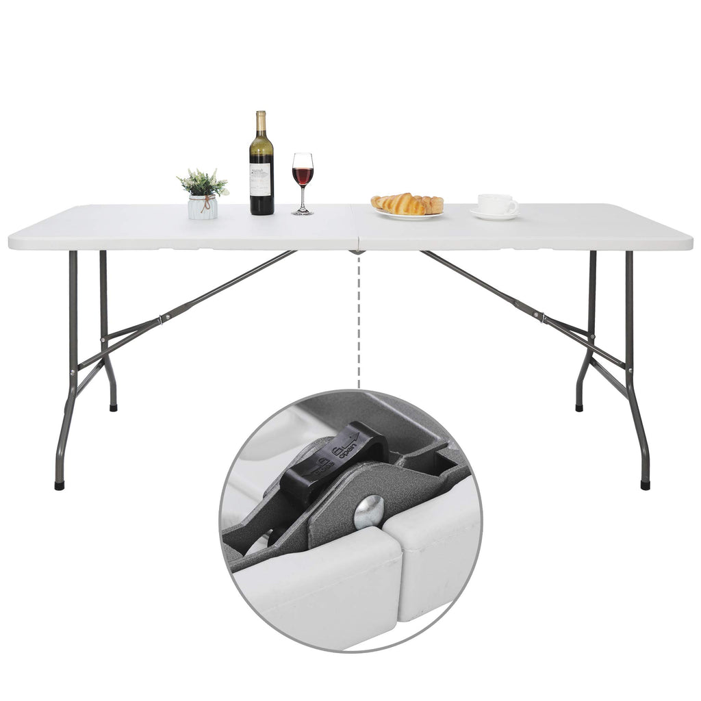 White 6Ft Heavy Duty Folding Picnic Table F2134