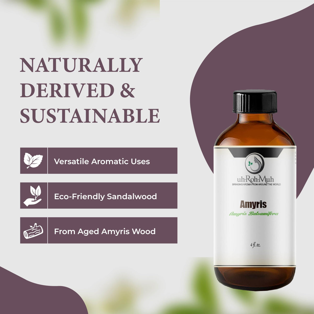 100% Natural Steam-Distilled Amyris Balsamifera Essential Oil 4 fl oz G334