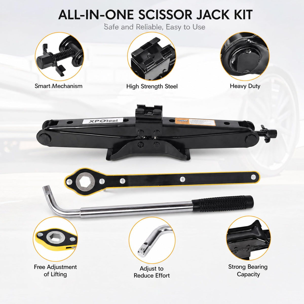 3 Ton Scissor Car Jack Kit with Wrench T511