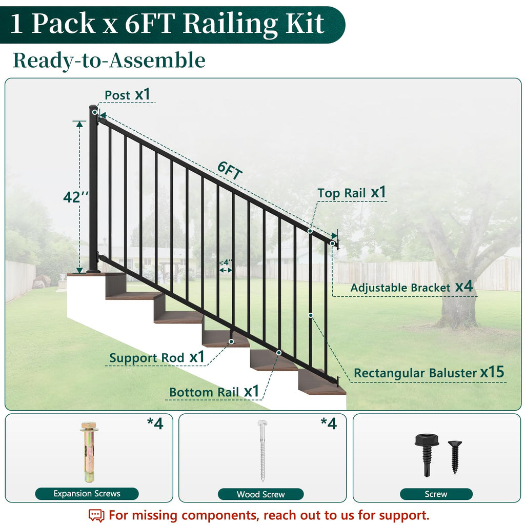 Aluminum Angle-Adjustable Stair Railing Kit S2825
