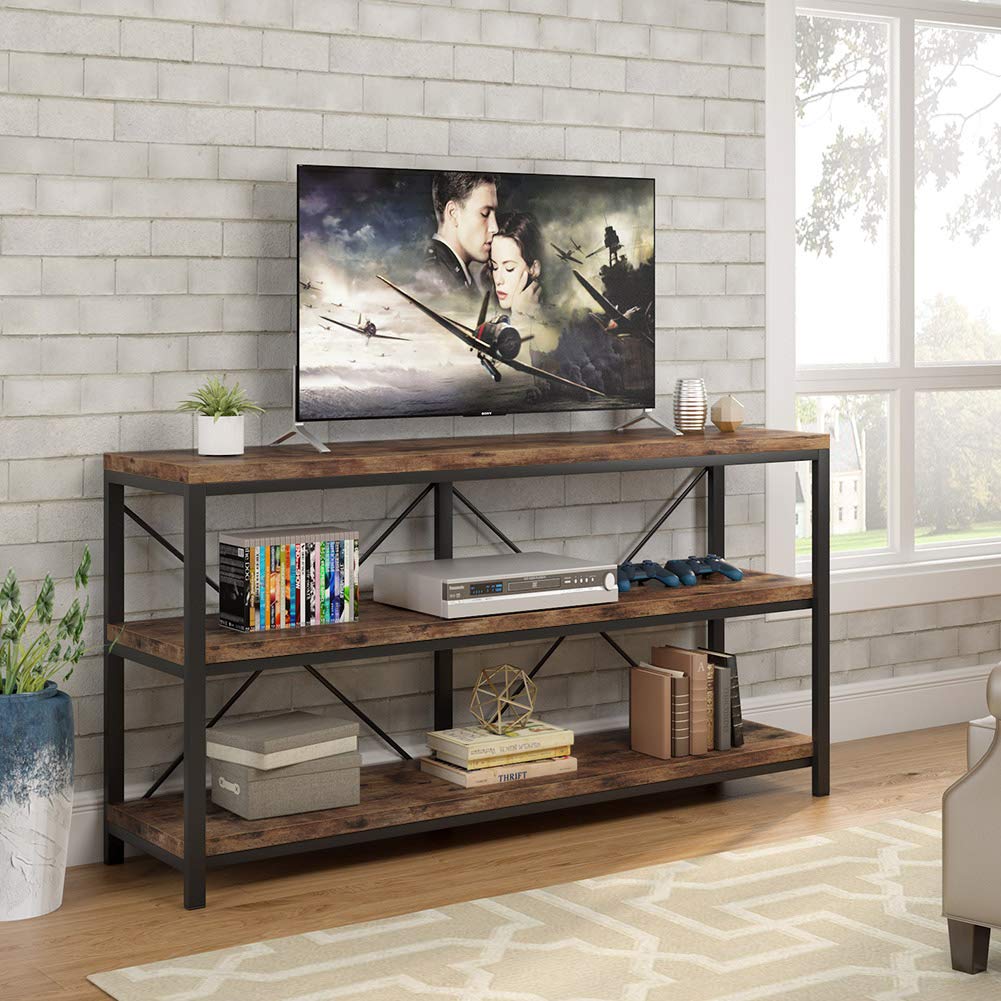 55 Inches 3 Tiers Console Table with Storage Shelves I757