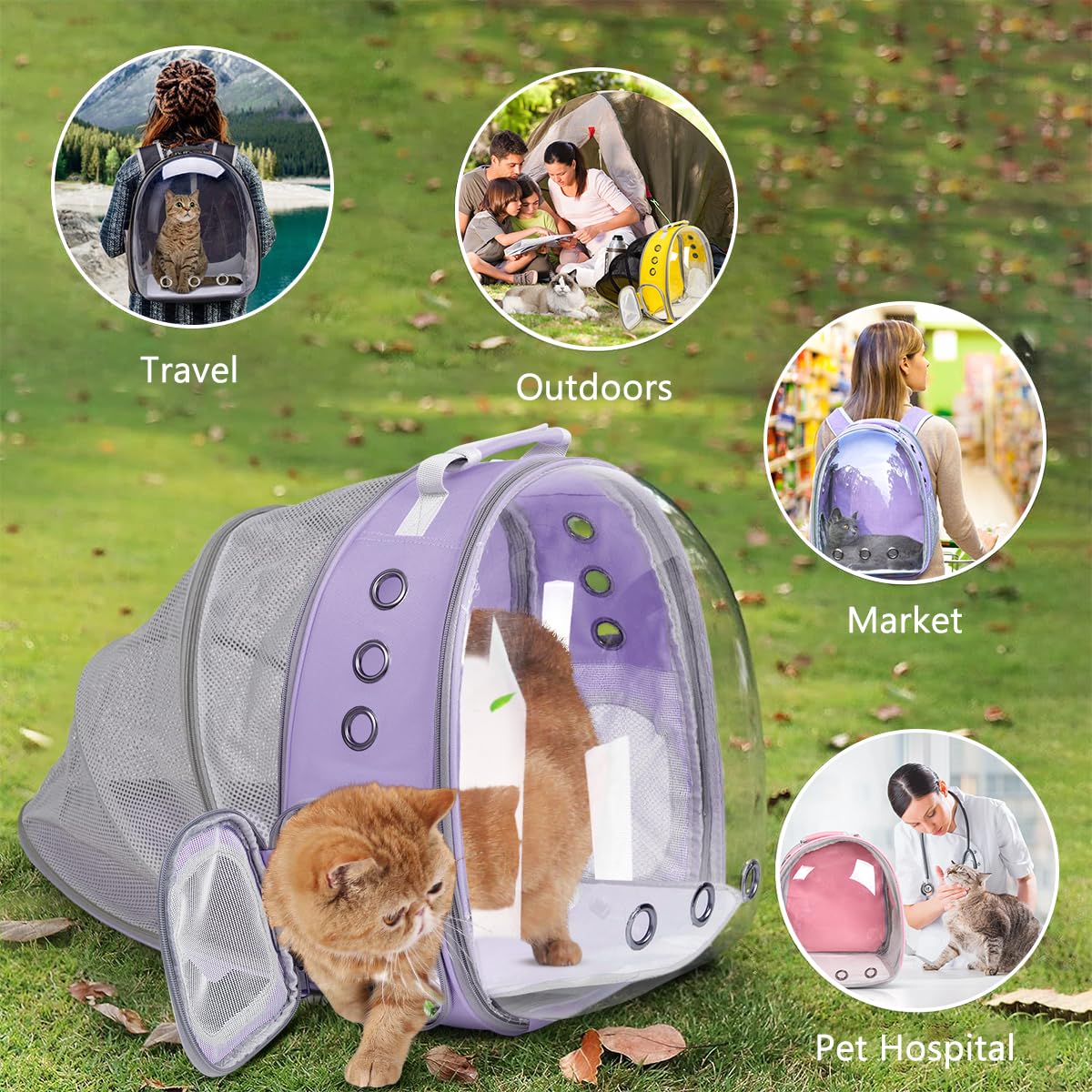 Expandable Cat Carrier Backpack with Bubble Window E334