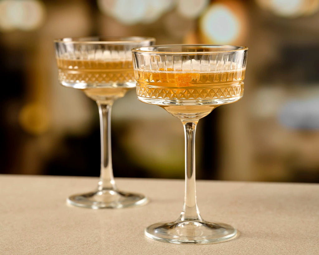 Vintage Coupe Glasses Set Of 6 Long Stem Glassware 8.8 oz U8499