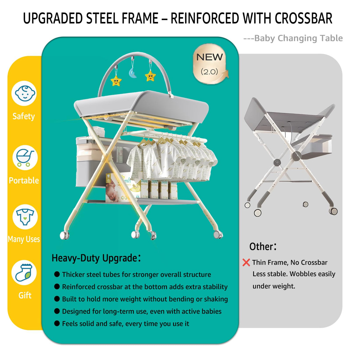 Portable Baby Changing Table with Wheels V4630