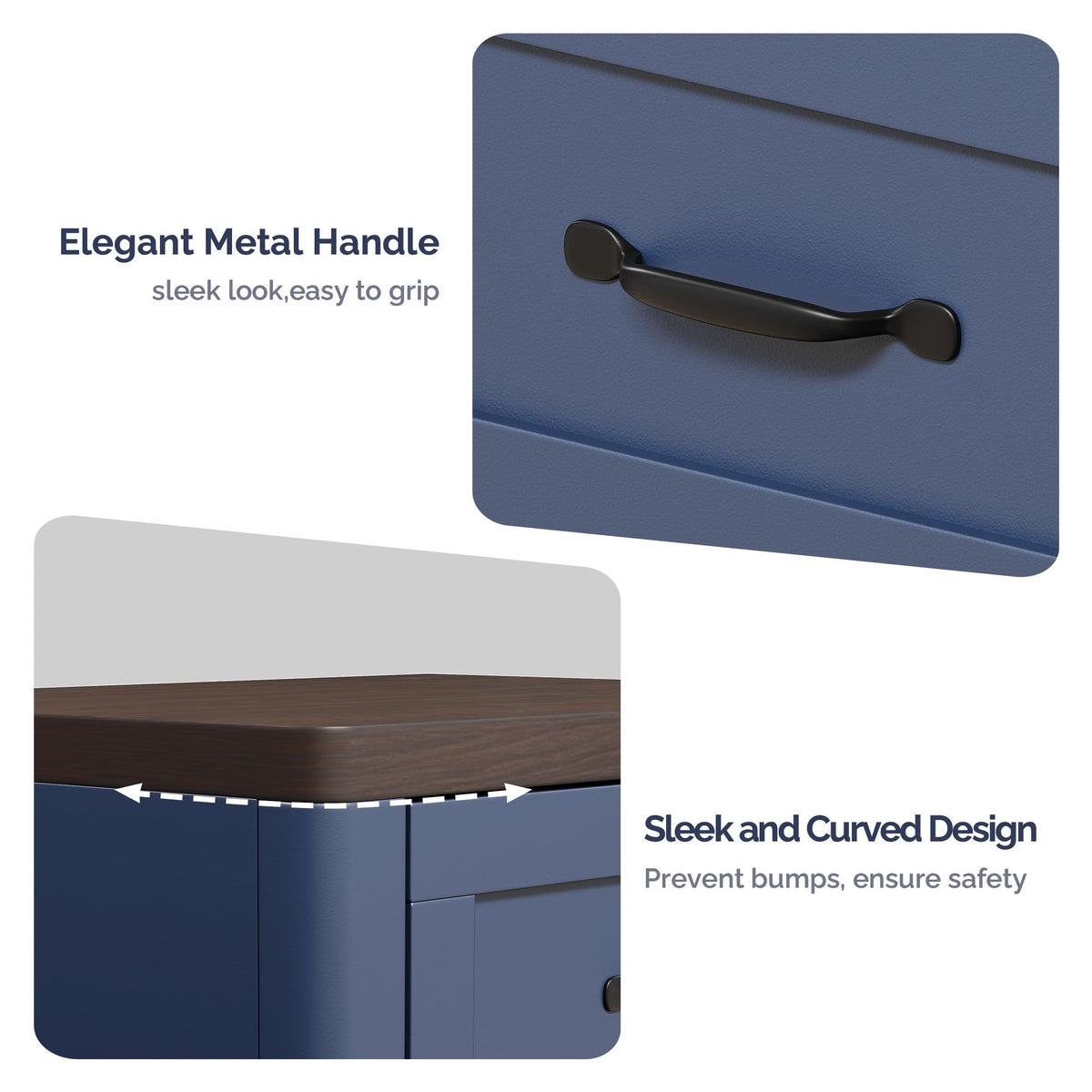 Blue Set of 2 2 Drawer Nightstand O702