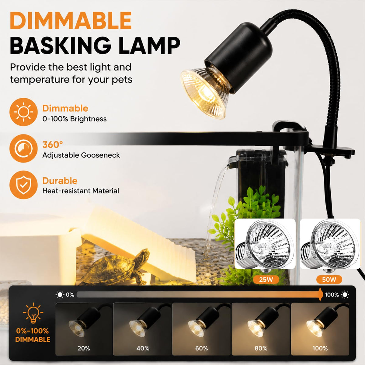 Acrylic Aquarium Starter Kit with UVB/UVA Lamp, Filter, Basking Platform & Lid J112102