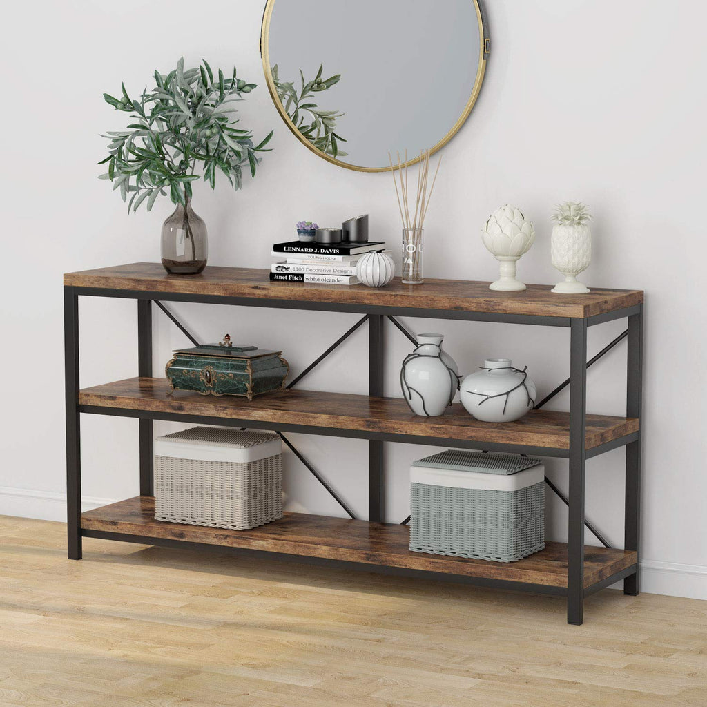 55 Inches 3 Tiers Console Table with Storage Shelves I757