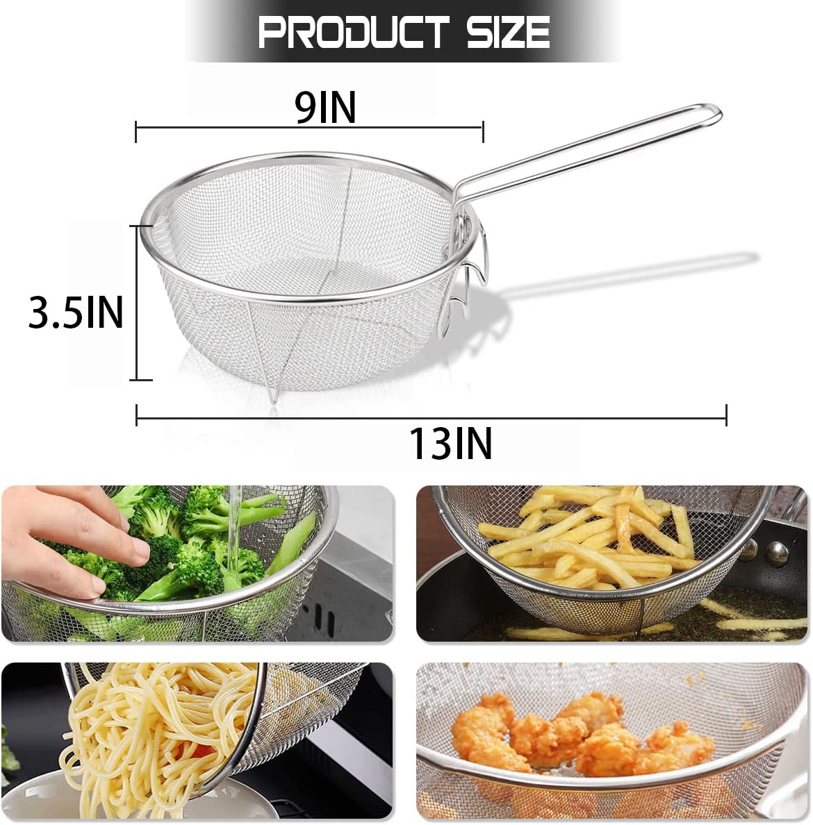 Stainless Steel Deep Fry Basket with Detachable Handle T514