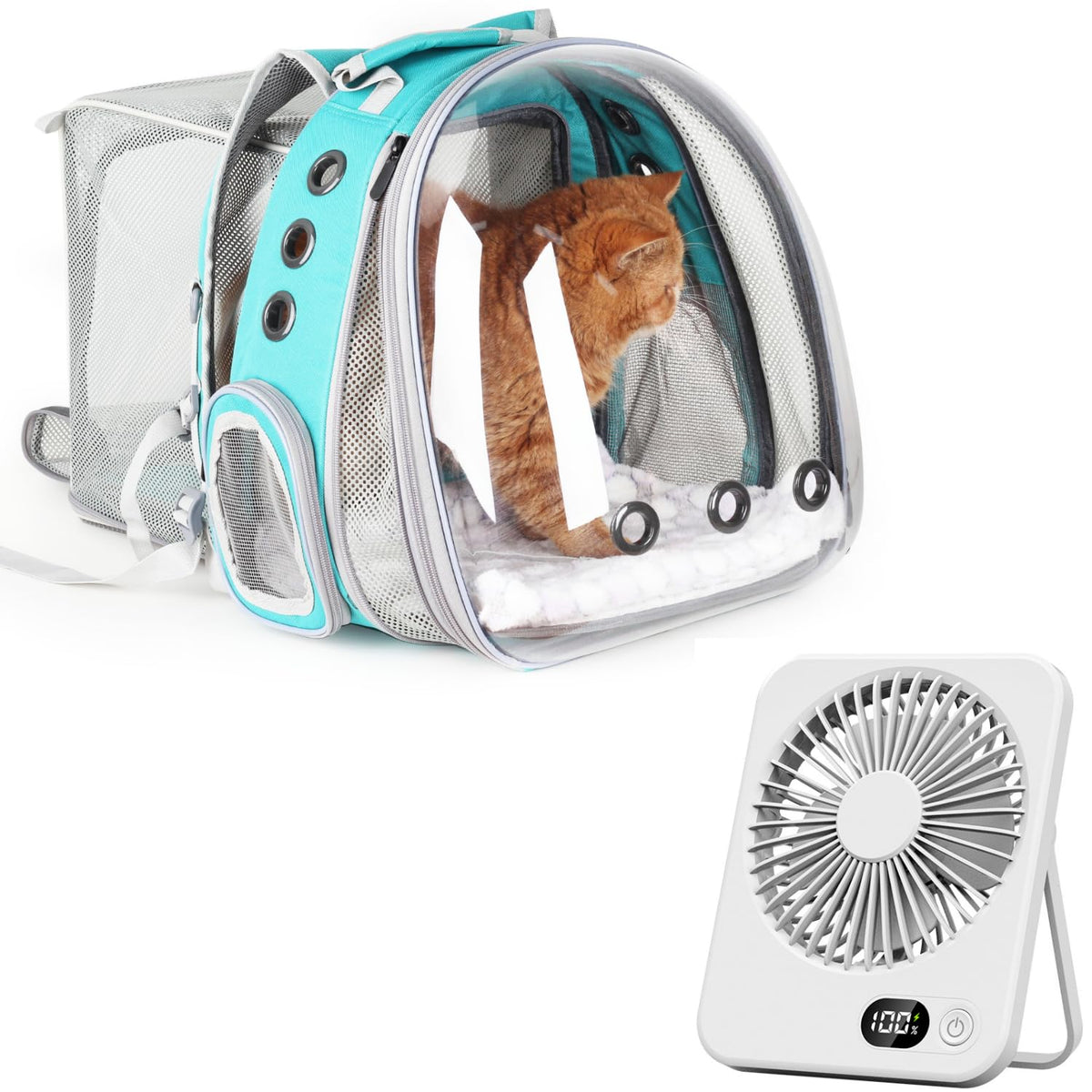 Expandable Cat Backpack with Mini Fan Q5032