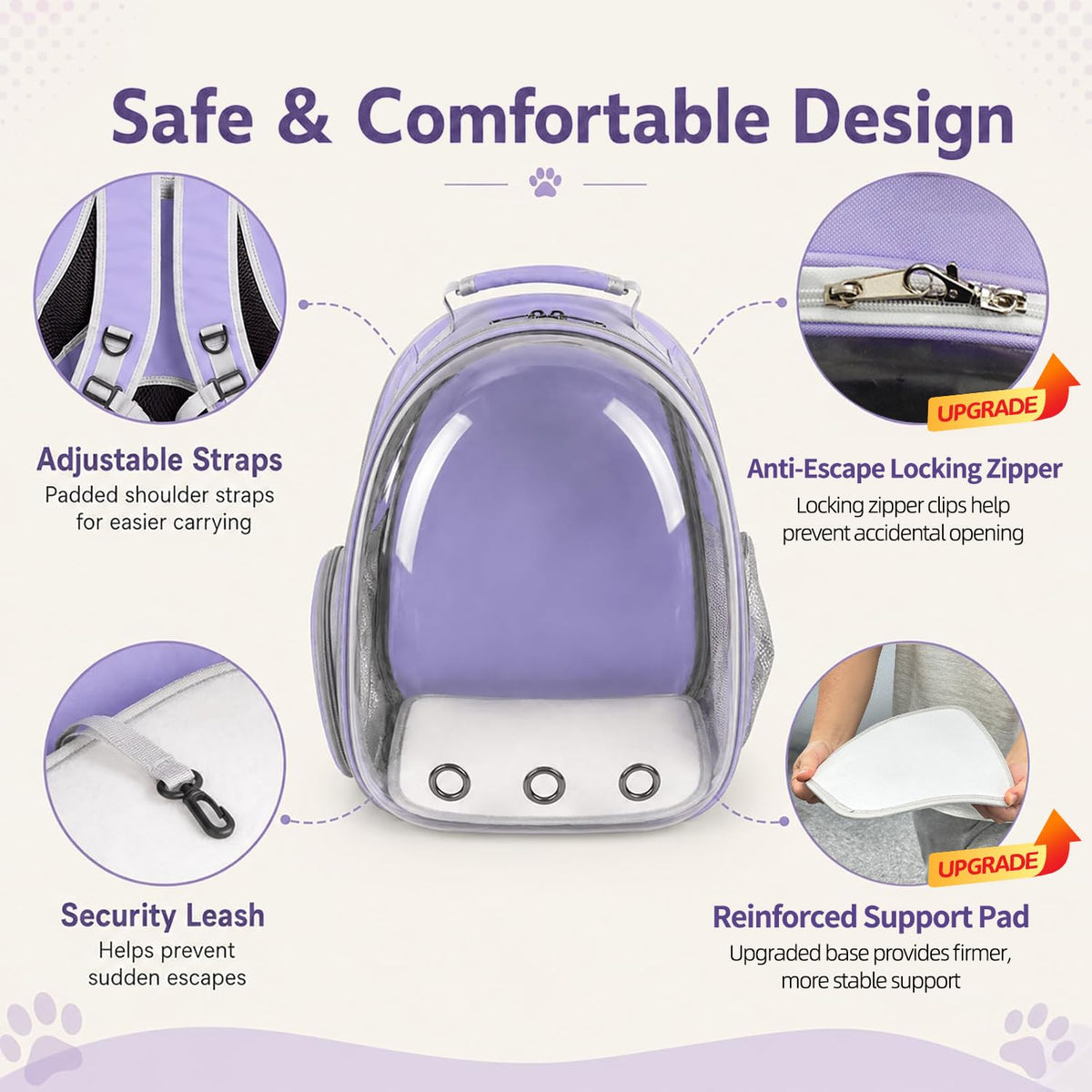 Expandable Cat Carrier Backpack with Bubble Window E334