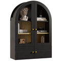 Black Arched Wall Mounted Cabinet with Glass Doors D86870