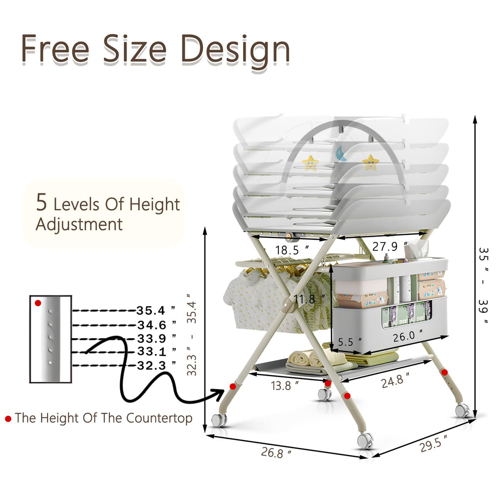 Portable Baby Changing Table with Wheels V4630