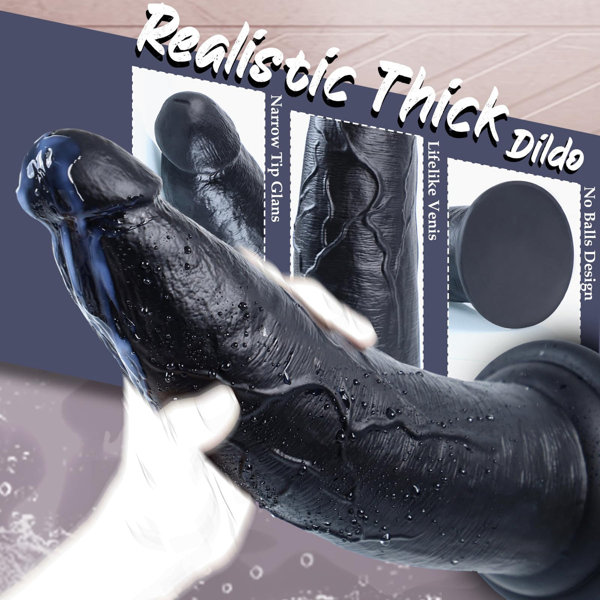 12 Inch Black Thick Anal Dildo G3433