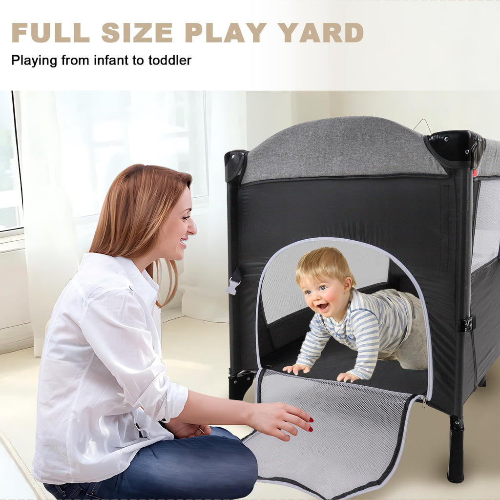 Baby Bedside Crib, Pack and Play, Portable Playard S59512