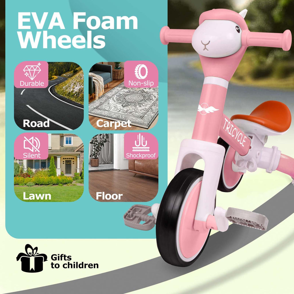 4-in-1 Kids Tricycle with Light & Music L26828