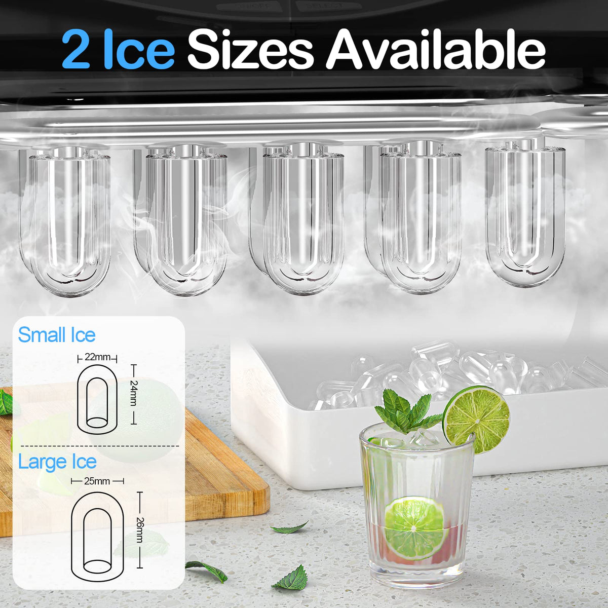 Black Countertop Ice Maker with Scoop and Basket A916833