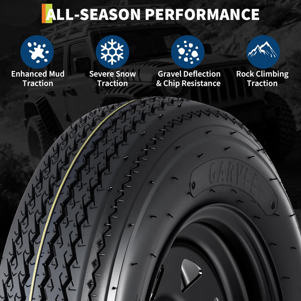 2-Pack Trailer Tire On Rim 5.30-12 4 Lug 12 in Wheels Load Range C Black A421