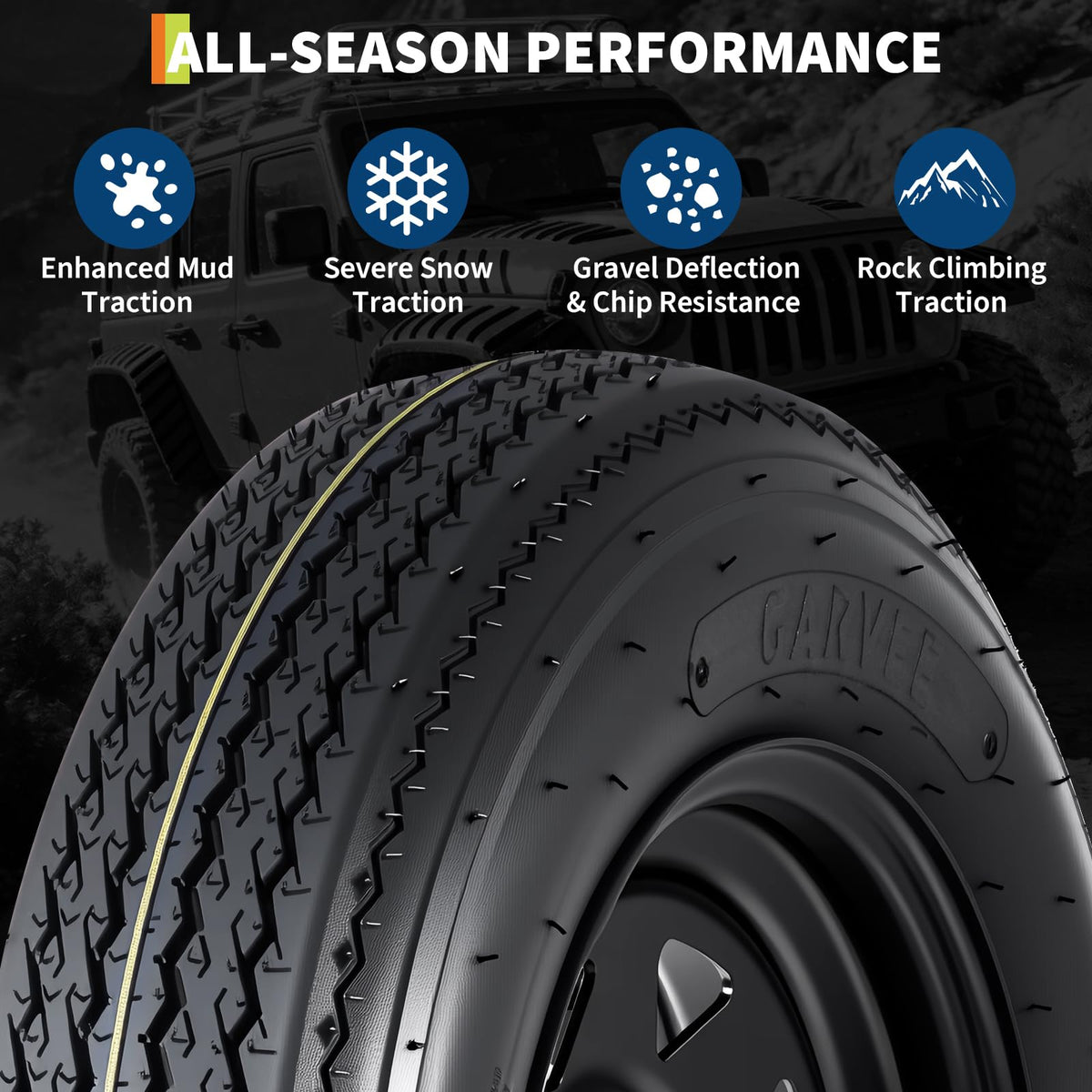 2-Pack Trailer Tire On Rim 5.30-12 4 Lug 12 in Wheels Load Range C Black A421