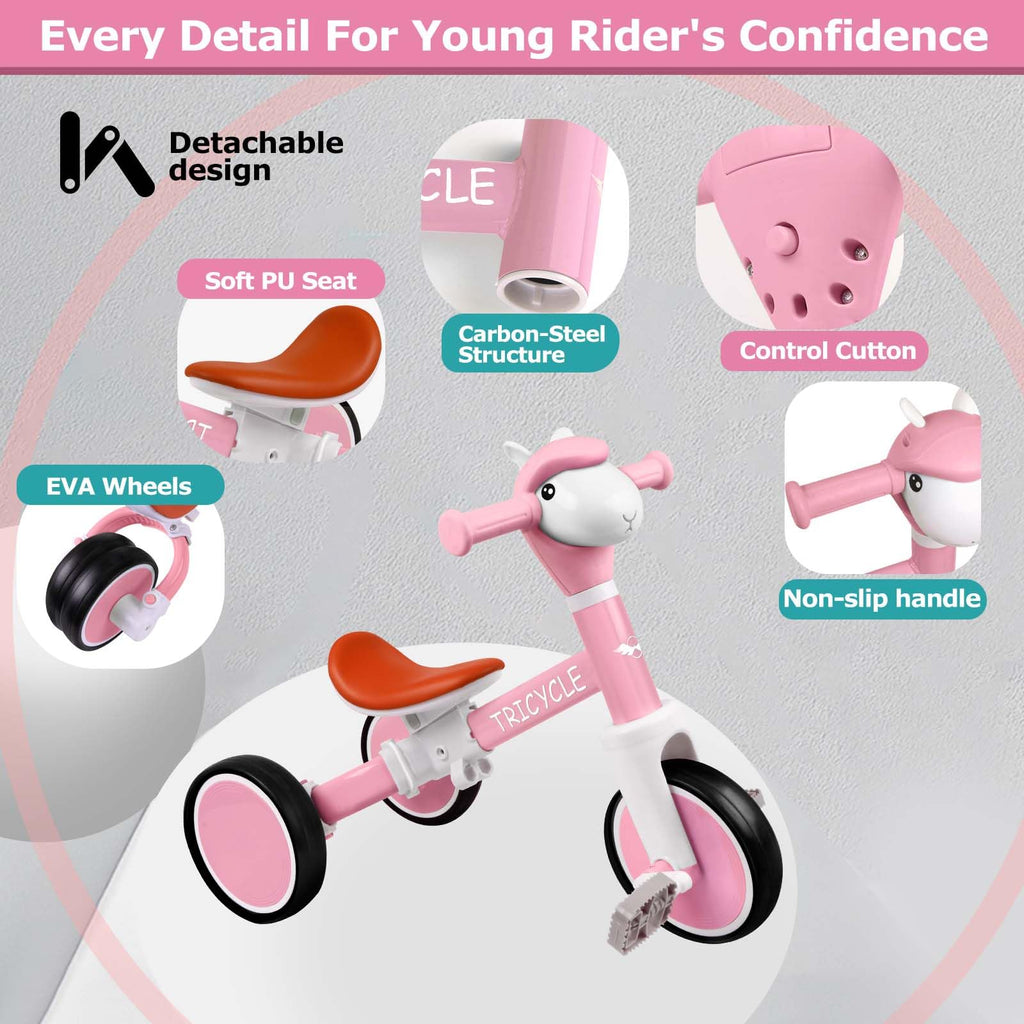 4-in-1 Kids Tricycle with Light & Music L26828