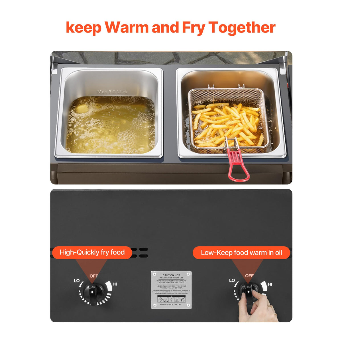 16 Qt Stainless Steel Double Burner Propane Fryer W40147