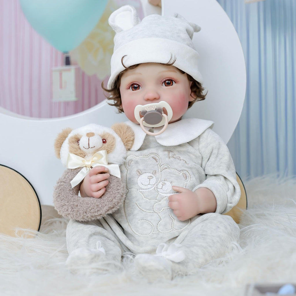 20-Inch Realistic Reborn Baby Doll with Hand-Rooted Hair W821