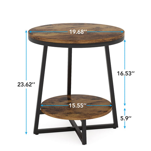 2 Tier Round End Table with Storage Shelf P7567