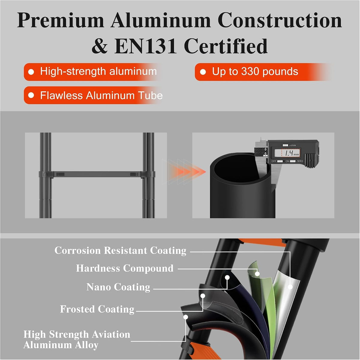 16.5 FT 330 Lbs Aluminum Telescoping Ladder F58923