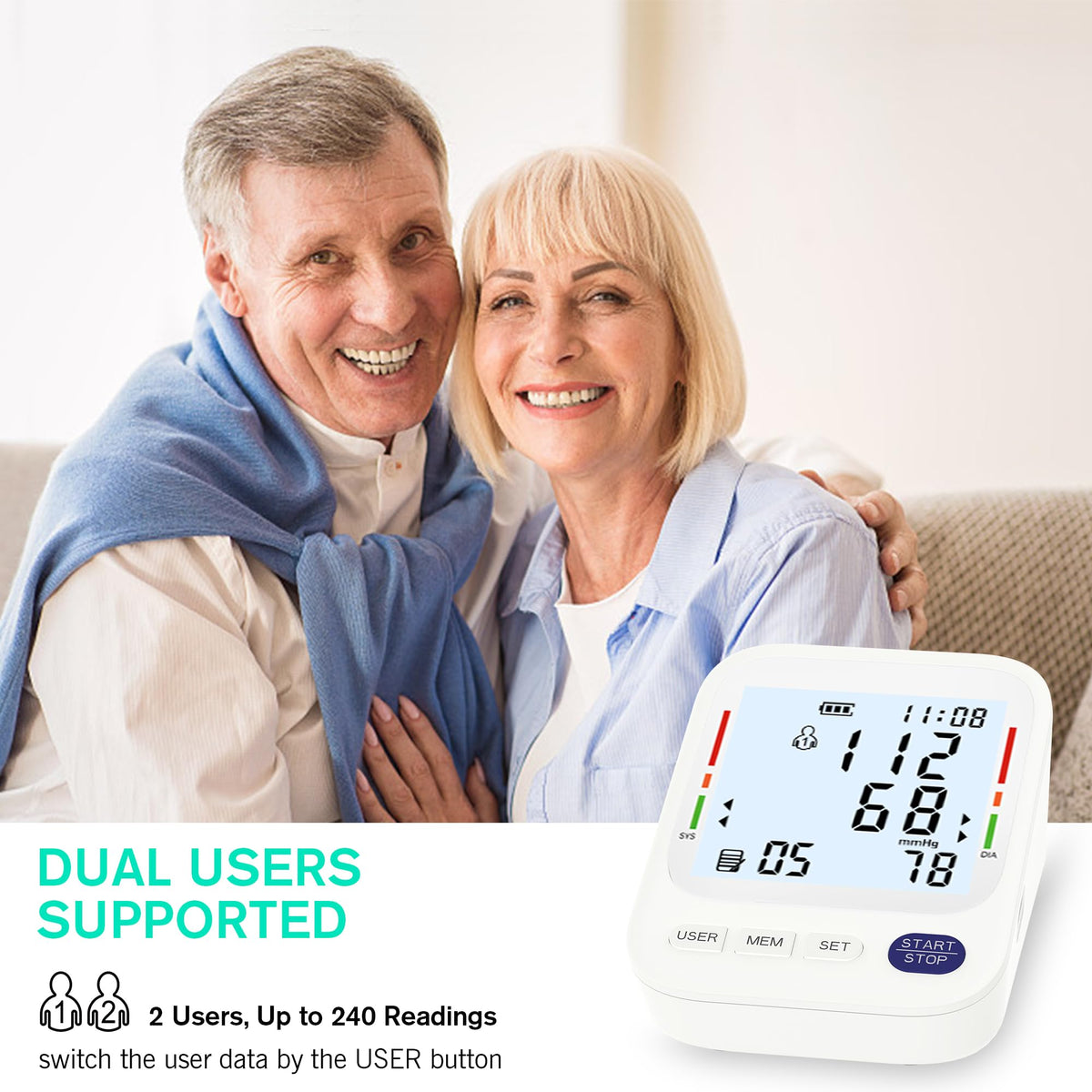 Upper Arm Blood Pressure Monitor with Large LCD Display and Wide Cuff V36058