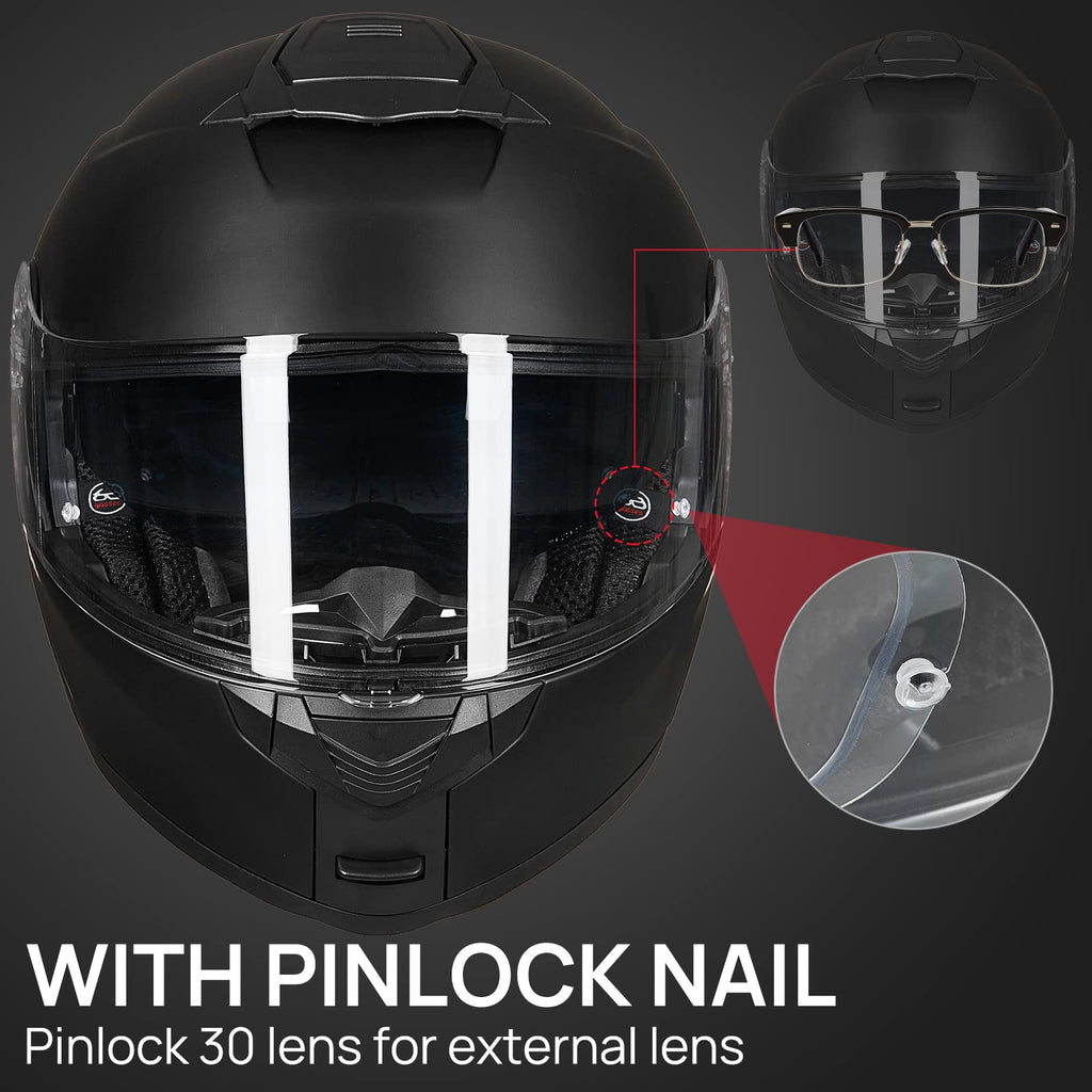 Matte Black Large Modular Full Face Motorcycle Helmet C599