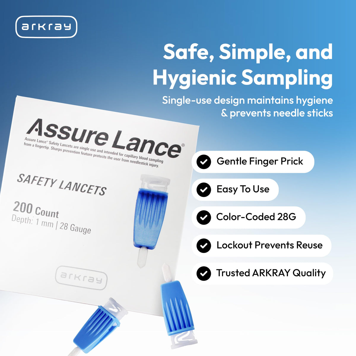 28G 1mm Safety Lancets, 200 Count L419