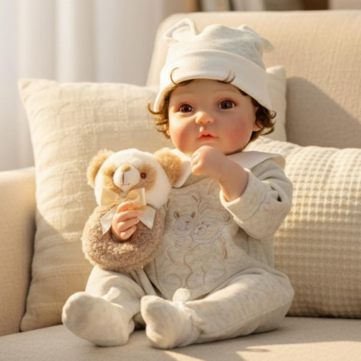20-Inch Realistic Reborn Baby Doll with Hand-Rooted Hair W821