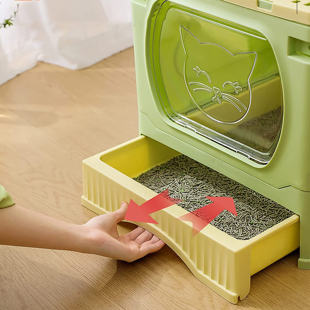 Foldable Top Entry Cat Litter Box with Lid and Scoop K61620