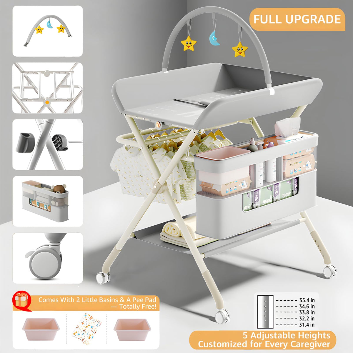 Portable Baby Changing Table with Wheels V4630
