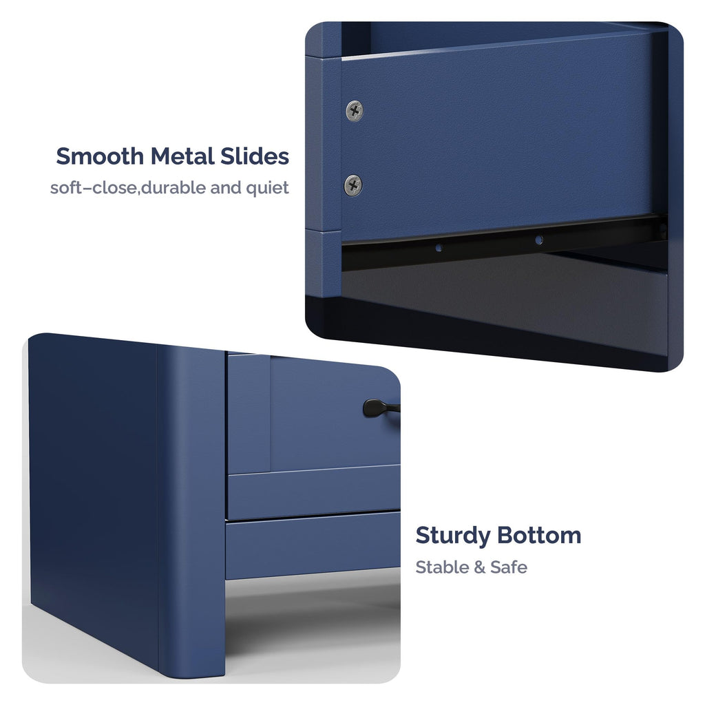 Blue Set of 2 2 Drawer Nightstand O702