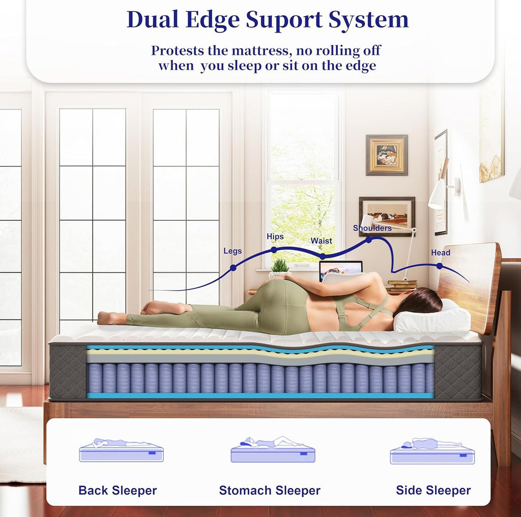 10 Inch Full Size Medium Firm Hybrid Mattress H293385