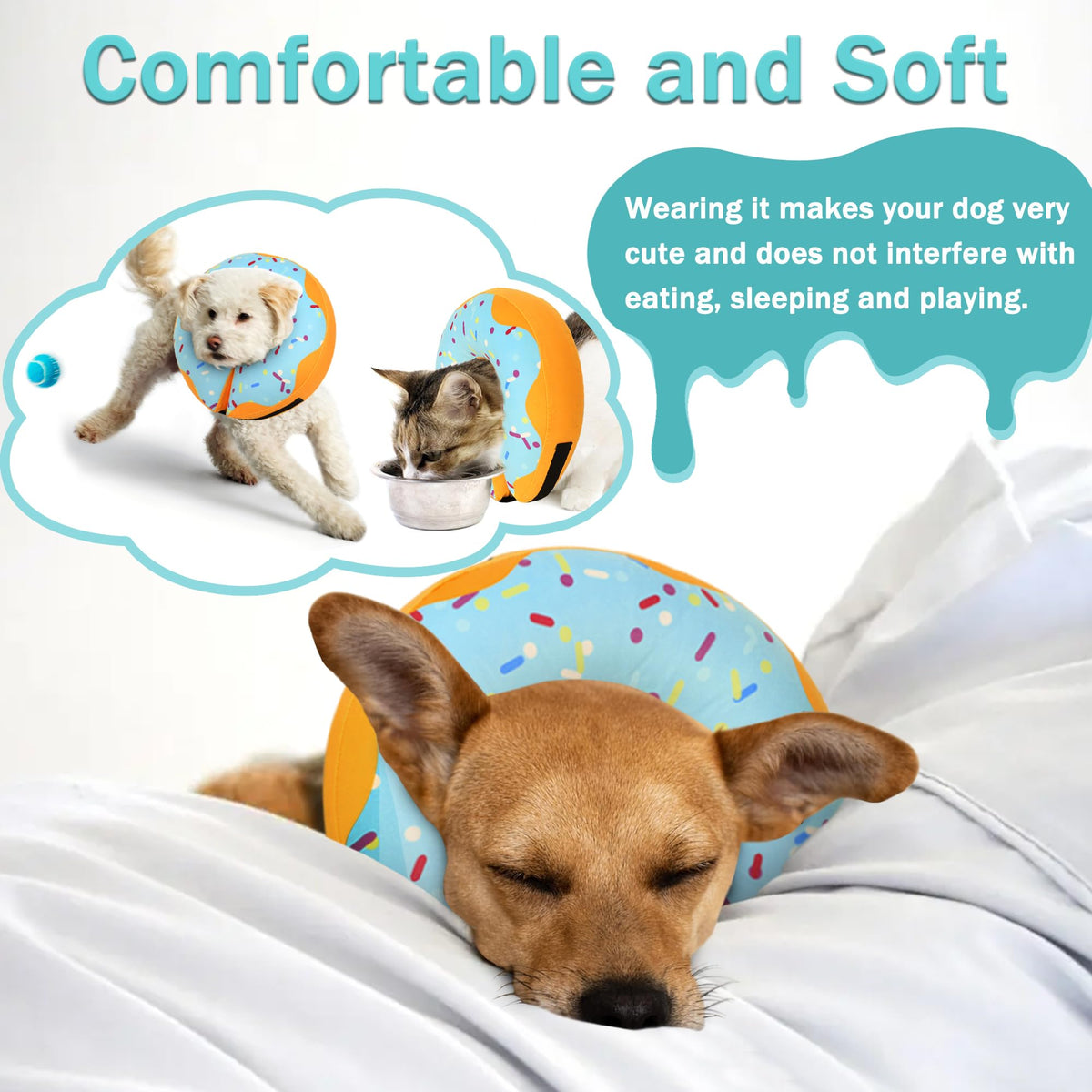 Inflatable Dog Cone Collar Alternative, Adjustable Soft Pet Neck Donut D65367