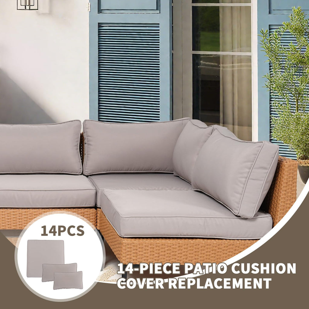 14 Piece Waterproof Outdoor Sofa Cushion Replacement with Zippers K71084