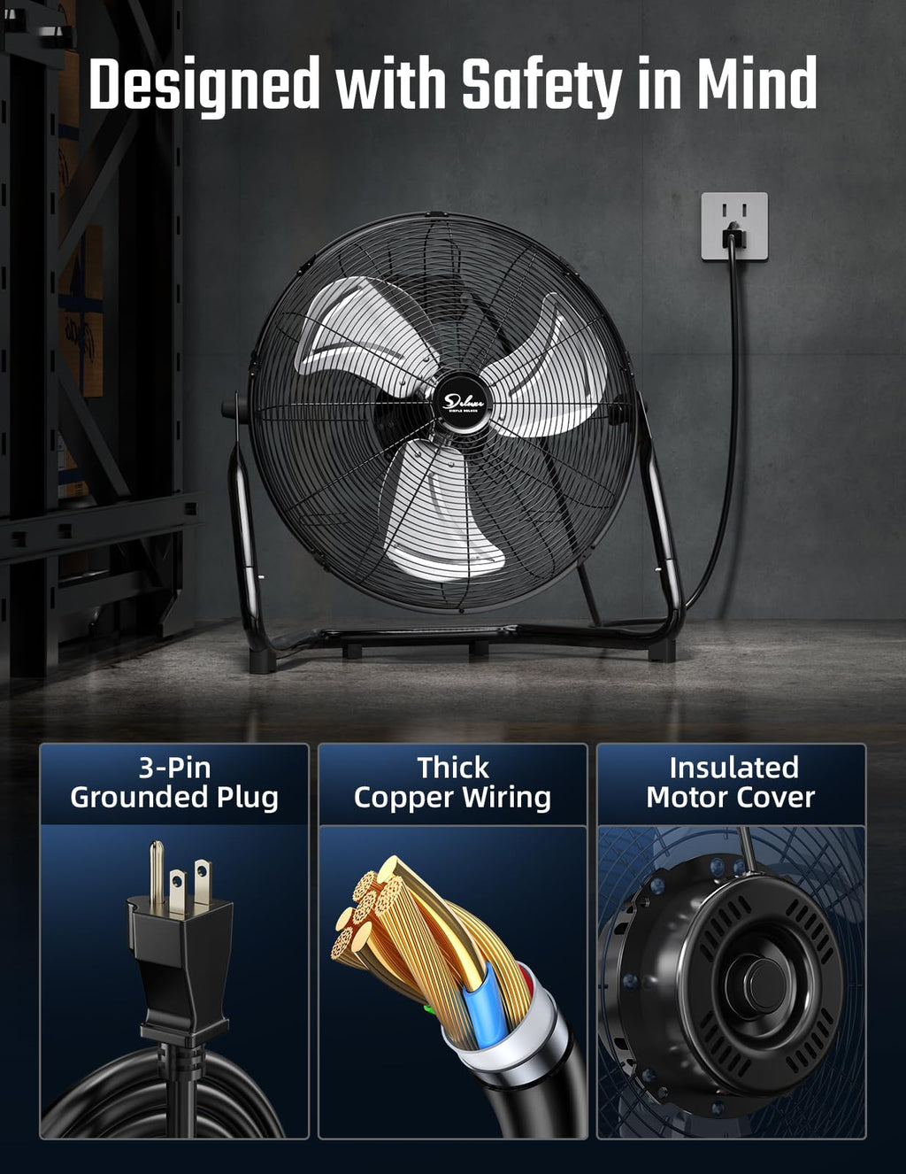 18 Inch 3 Speed Metal Floor Fan G3458