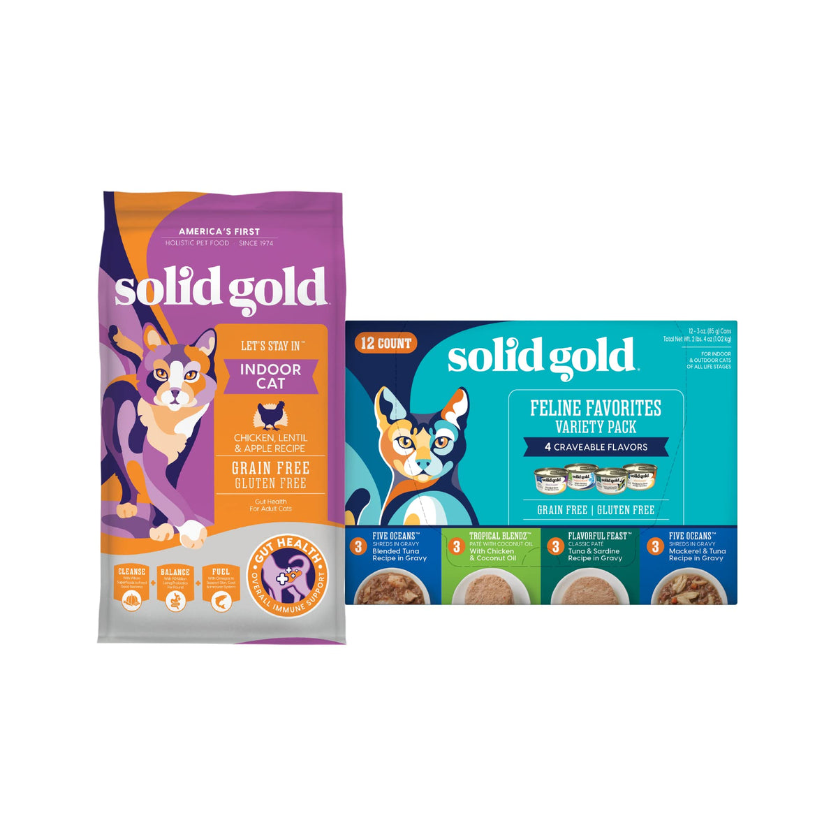 Solid Gold Dry Cat Food Chicken 6lb Wet Cat Food Variety Pack 12 Pack J806