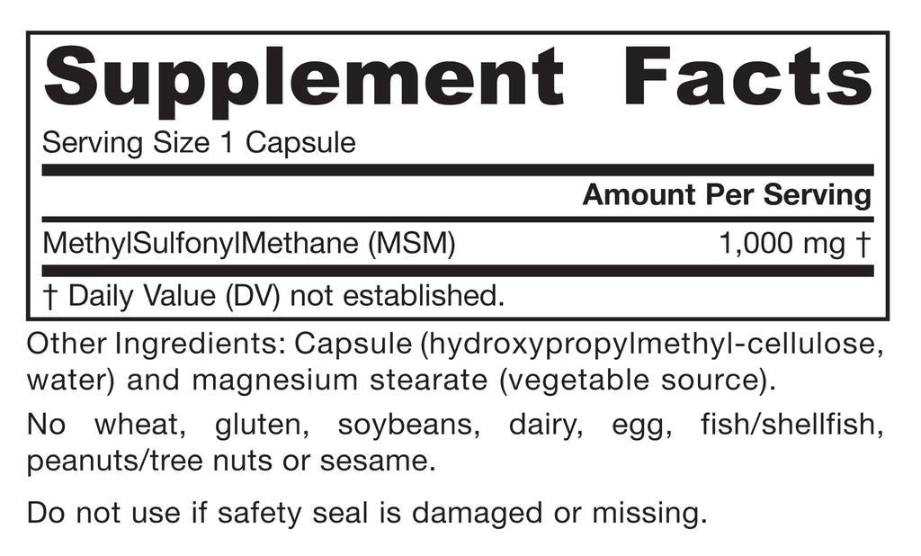 MSM Capsules 1,000 mg 200 Capsules Y6981