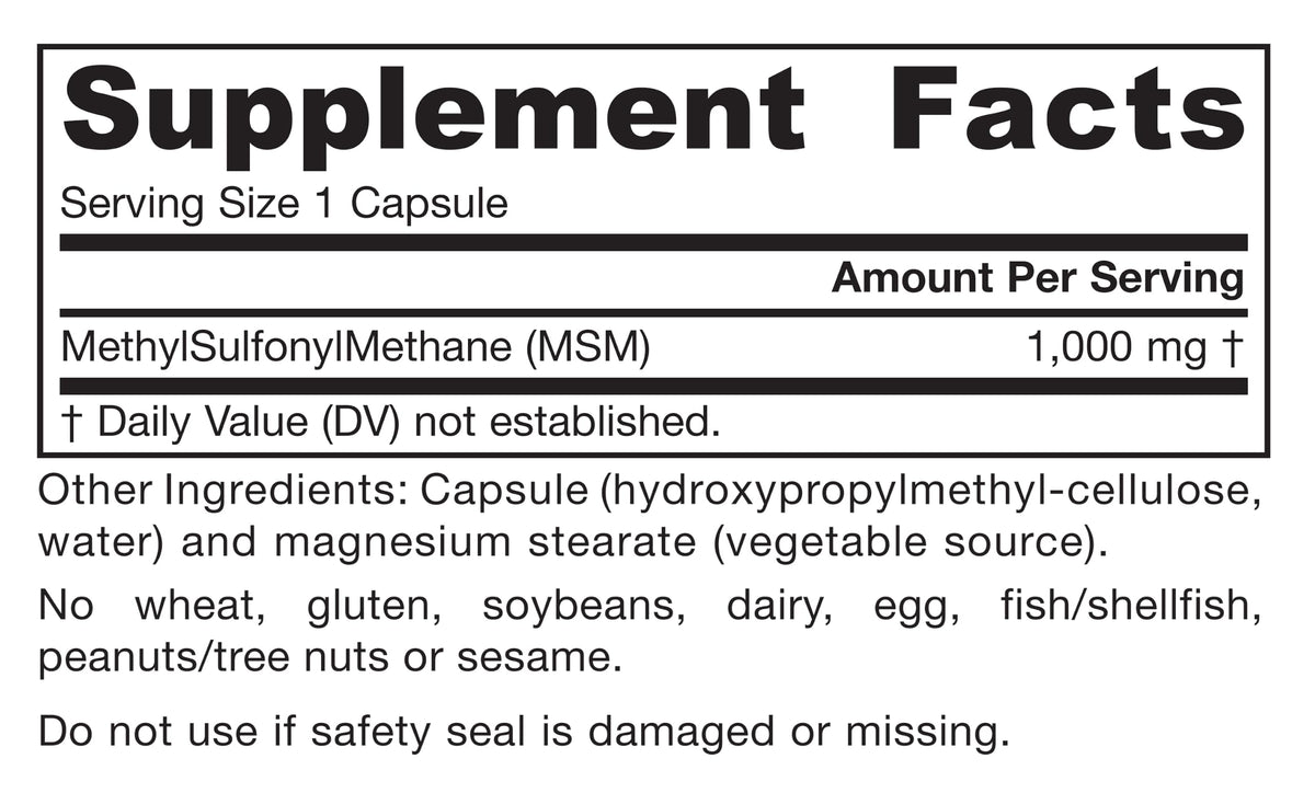 MSM Capsules 1,000 mg 200 Capsules Y6981