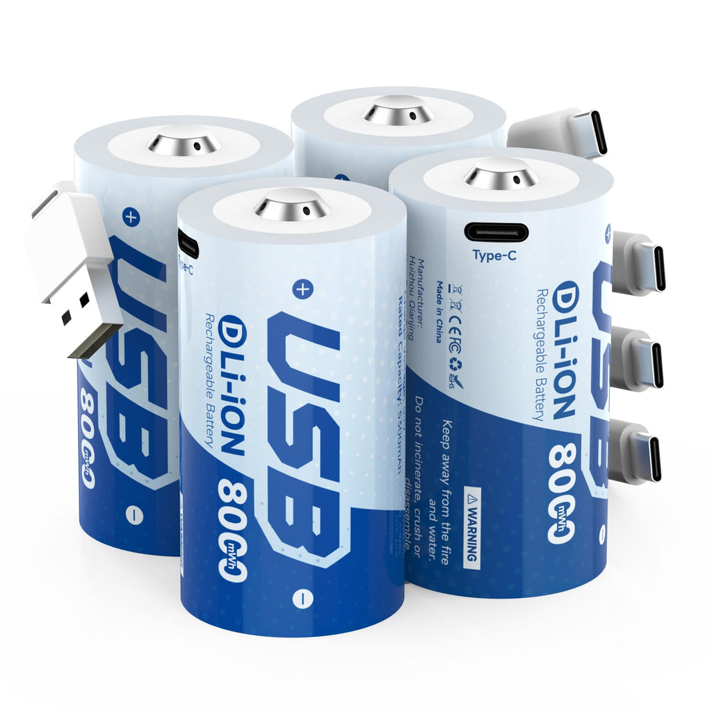 Rechargeable Lithium D Batteries 4 Pack W364738