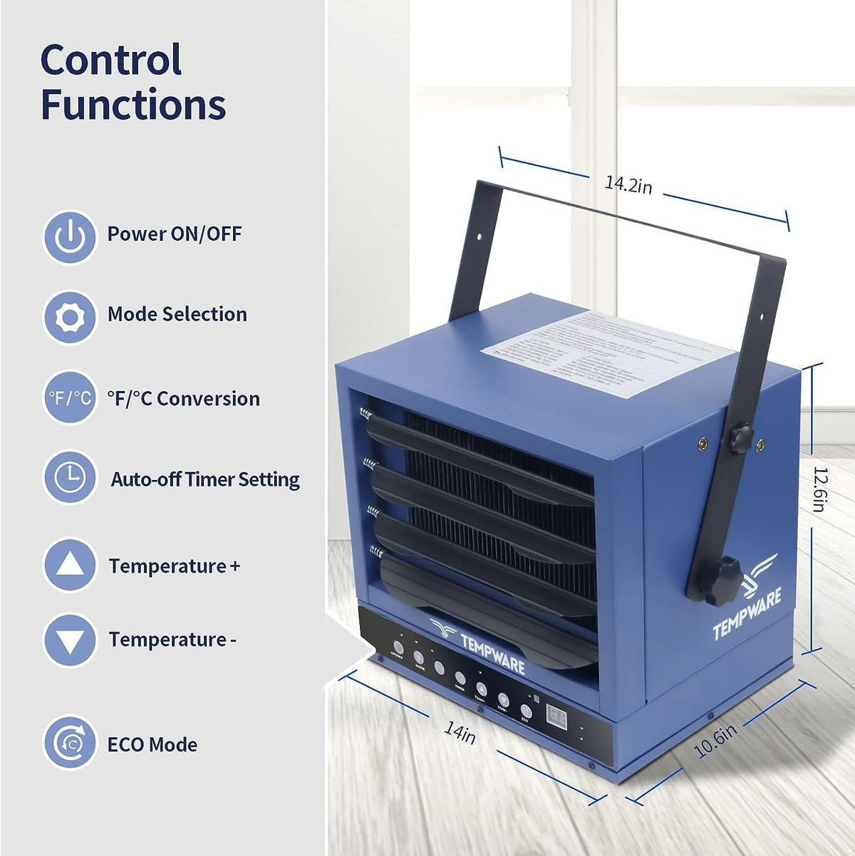 20 Inch High Velocity Floor Fan and 5000W Electric Garage Heater L3014