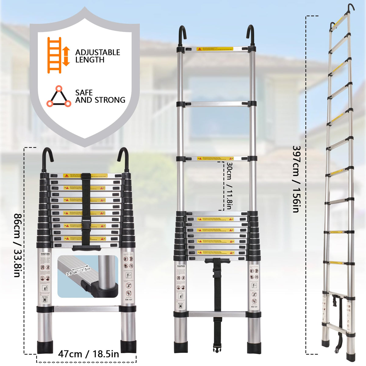 10.5FT Aluminum Telescoping Ladder B463