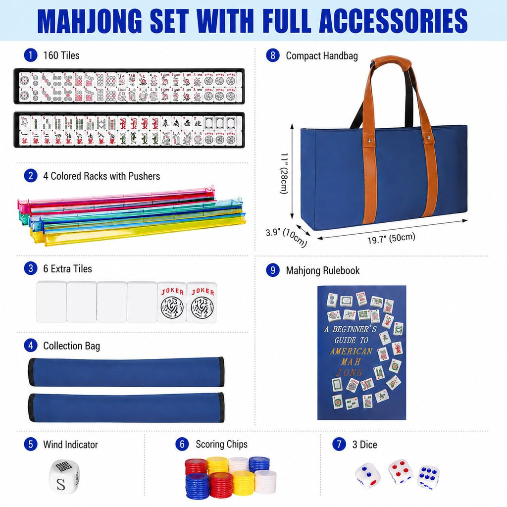 Mahjong Game Set with Racks, 166 Tiles & Bag H9861