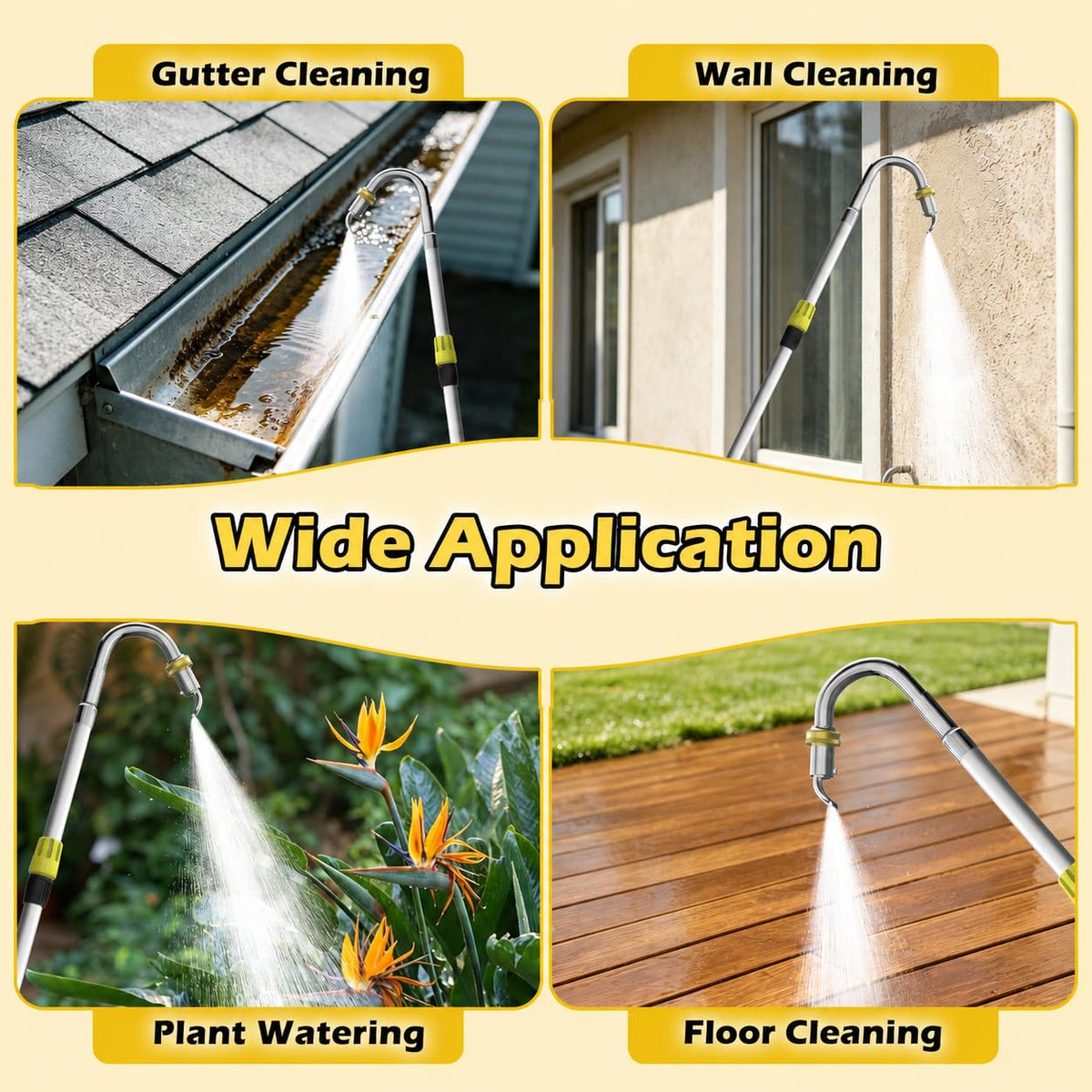 24FT Telescopic Gutter Cleaning Tool with 360° Rotatable Metal Head T603